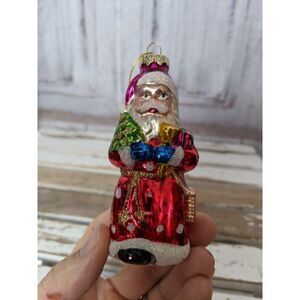 Polka dot Santa ornaments mini Xmas tree